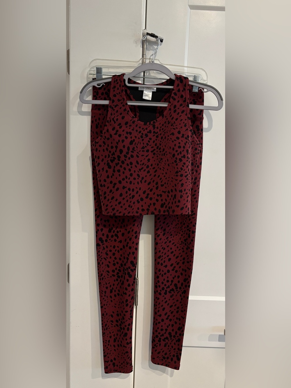 LA+IMAGE Leopard Print Tank and Legging Set. Size M